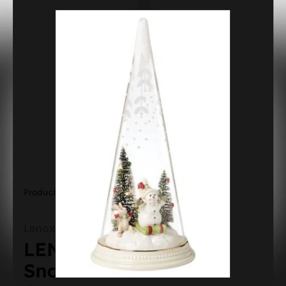 Lenox LENOX Sledding Snowman Lit Cone in Ivory NEW in box
